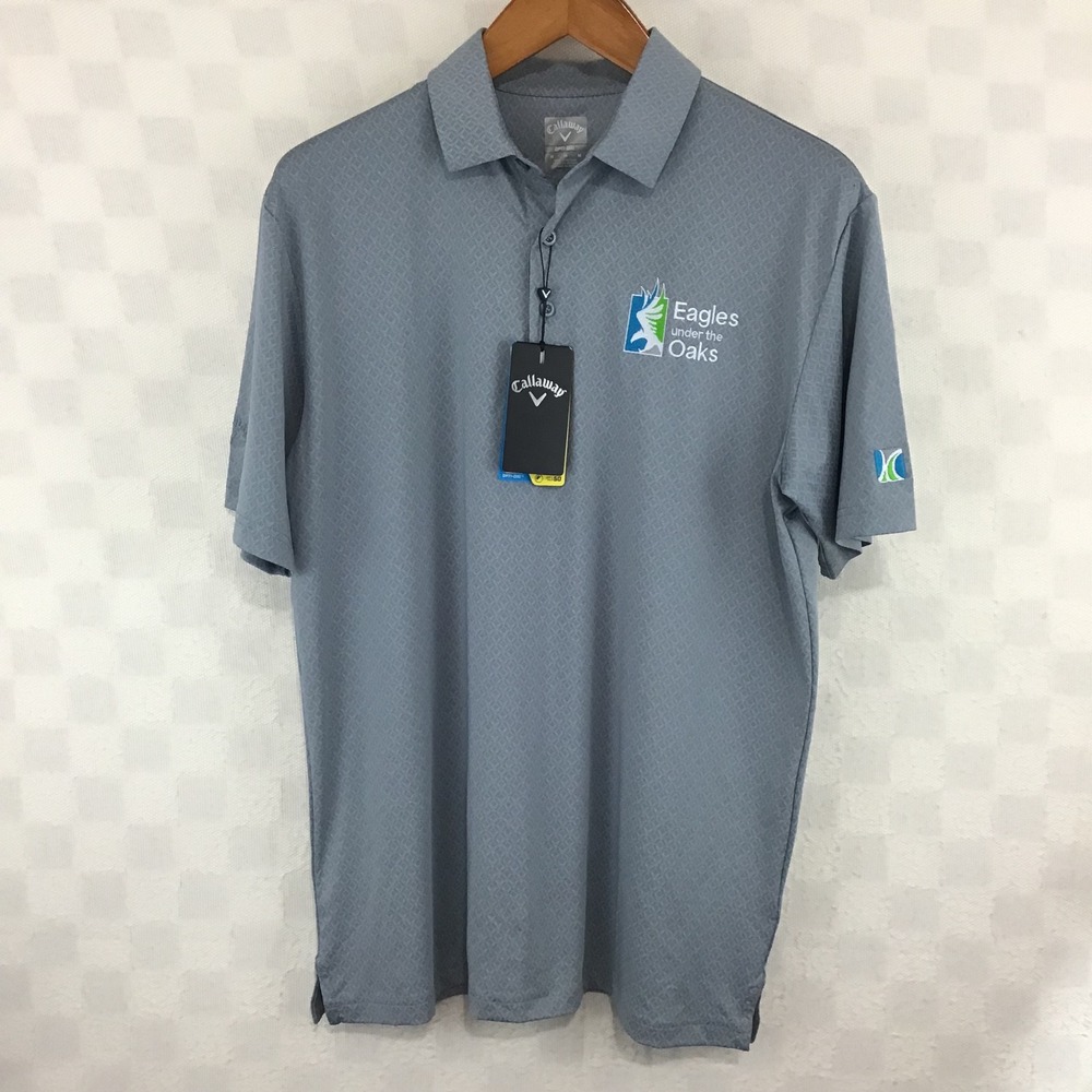 Callaway Mens Grey Opti-Dri Golf Polo Shirt Geometric Pattern NWT Size M Pinhole